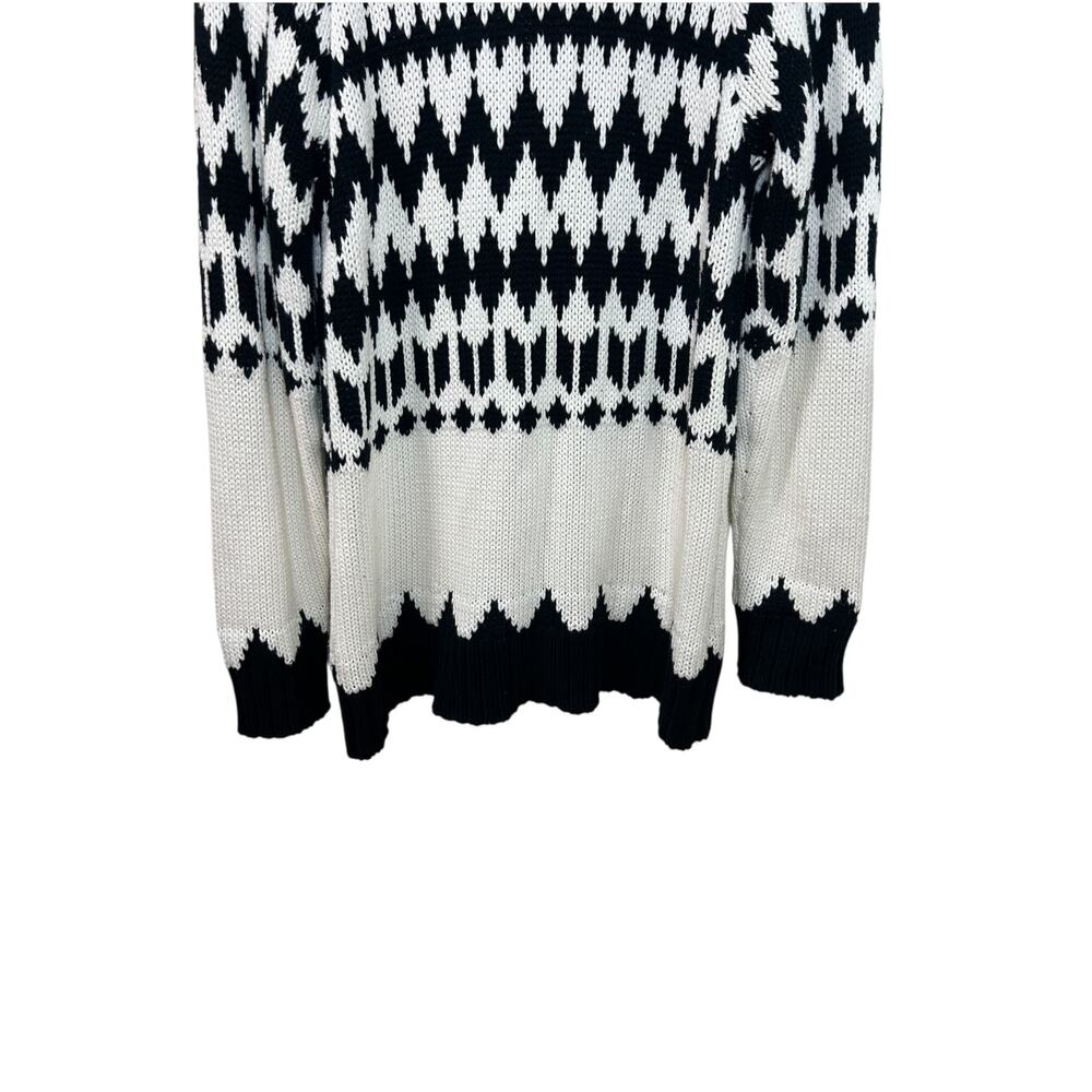 Show Me Your Mumu 'Sun Valley' Pullover Sweater Sherpa Fair-Isle, White Black XS - Picture 8 of 9